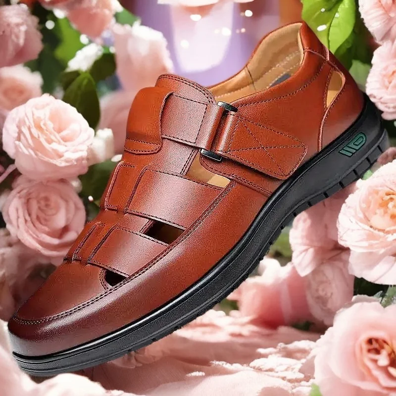 

2025 Trend Leather Shoes Summer Breathable Sandals Men's Cave Shoes Tide