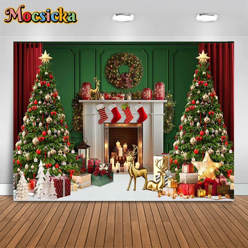 Mocsicka-Fondo de fotografía de Navidad, Fondo de mantel de árbol de Navidad, fiesta de cumpleaños para niños y adultos, pancarta para fotomatón