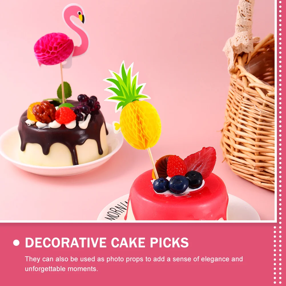 Hawaii Party Hawaiian Cupcake Flamingo Insert Decorative Props Birthday Simple Design Inserts Paper Accessories