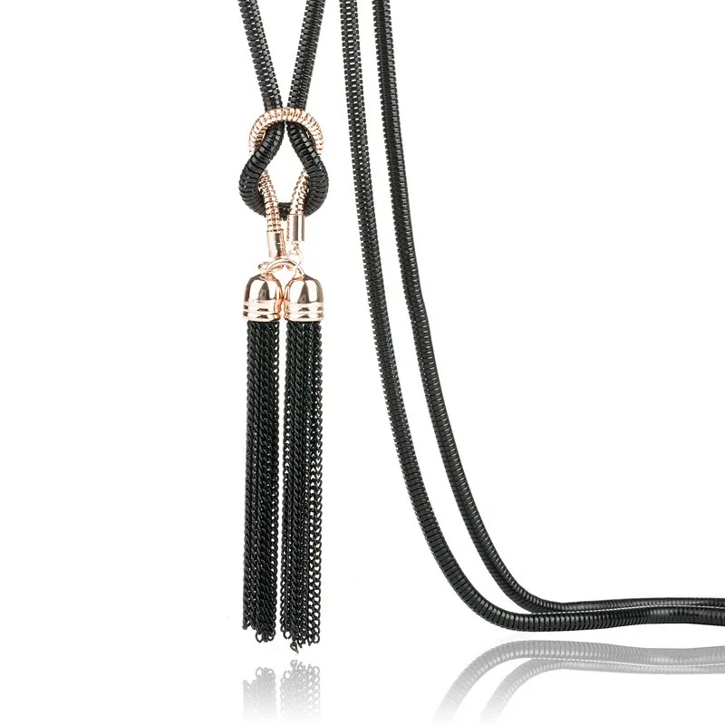 

High-end, elegant, fashionable and versatile fringed sweater chain long necklace