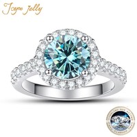 JoyceJelly Classical Women's 925 Sterling Silver Ring With Real Moissanite 1ct 6.5mm D Color Round Shaped Luxury Wedding Jewelry