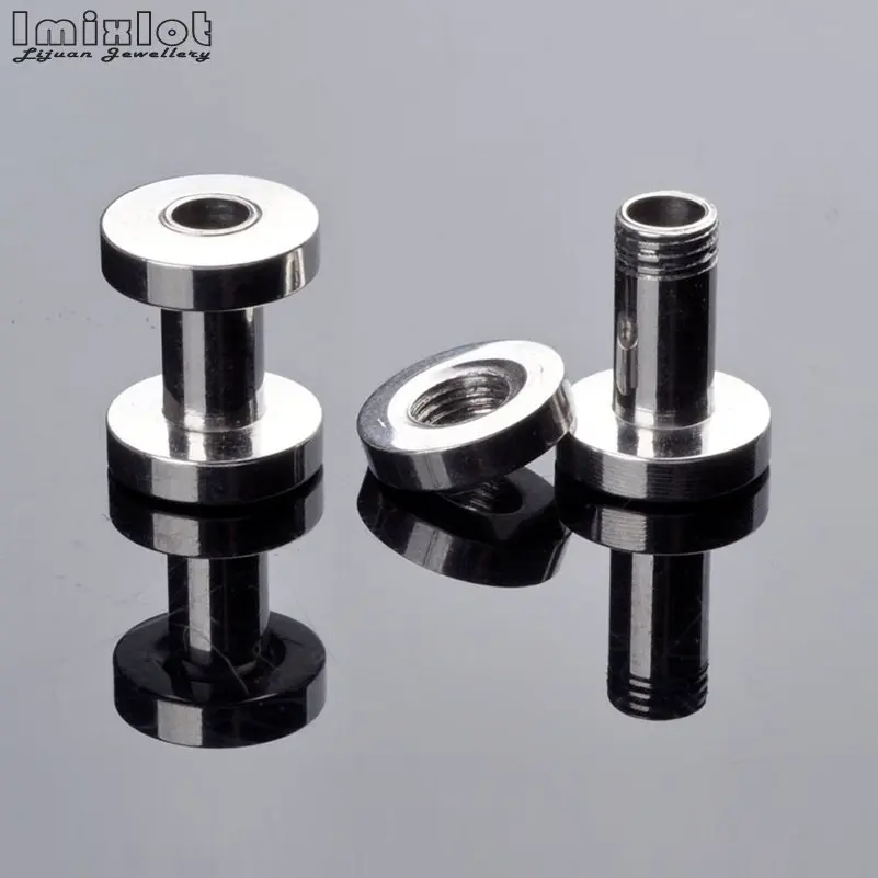 Imixlot 2 stücke Edelstahl Ohr Tunnel Stecker Schraube Fit Silber Farbe Runde Ohr Flesh Gauge Ohr Expander Piercing schmuck