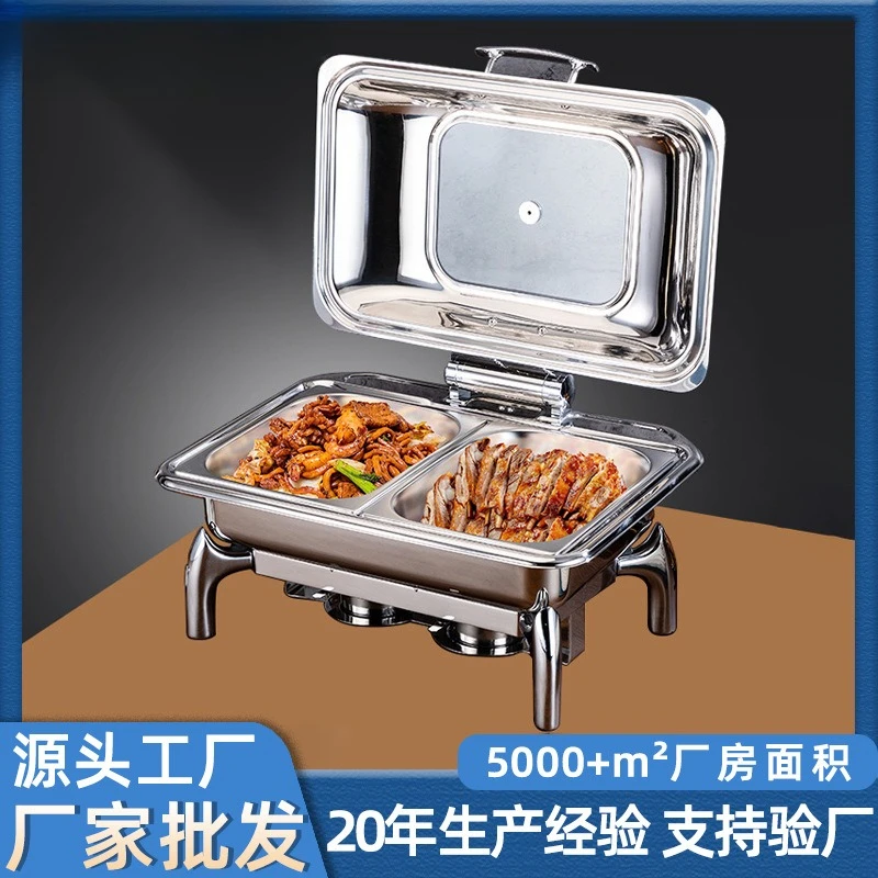 Buffet Stove Stainless Steel Thickened Heating Hydraulic Glass Flip Cover Ceramic Basin Food Warmer