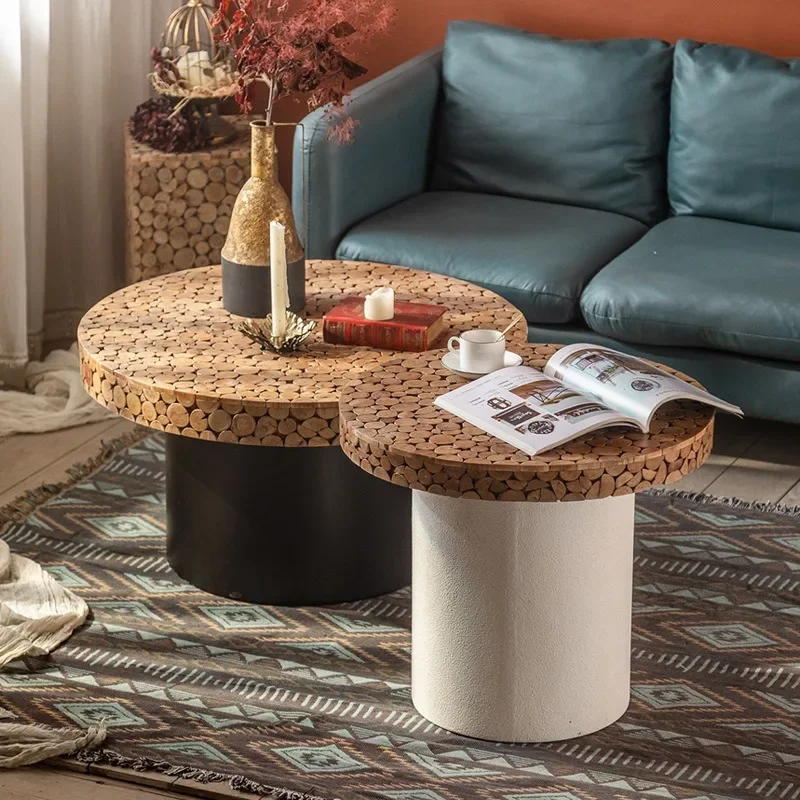 طاولة قهوة مستديرة لغرفة المعيشة الفاخرة الخفيفة، طاولة زاوية الأثاث