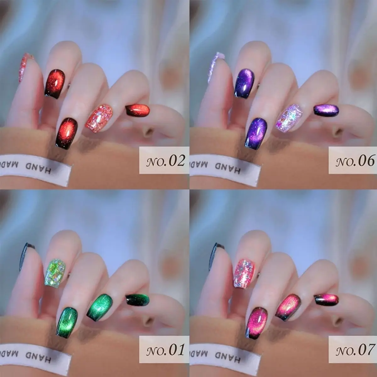 XEIJAYI 12D Sapphire Magnetic Gel Rainbow Glitter Semi-permanent Cat Eye Polish Complete Professional Gel Nail Kit