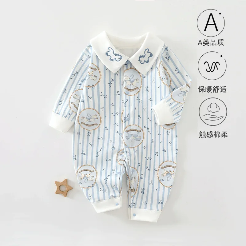 Somenie Baby Onesie Long-sleeved Newborn Autumn Boneless Loungewear Autumn Pajamas Boys and Girls Autumn Climbing Clothes