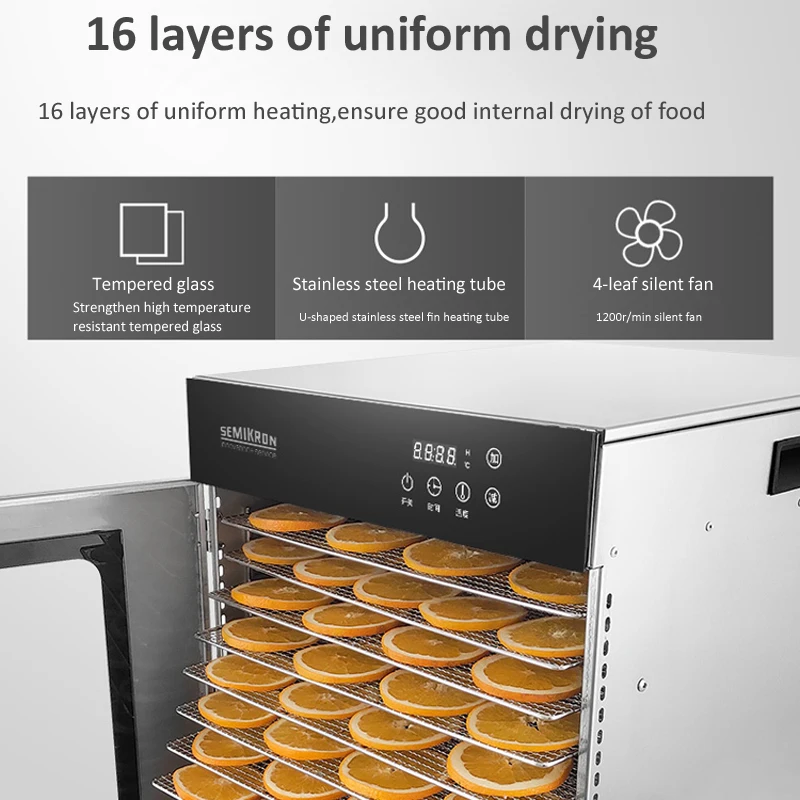 16-warstwowy odwadniacz do żywności warzywny suszarka do żywności maszyna do suszenia mięsa handlowy ze stali nierdzewnej do owoców morza/herbaty/kurczaka