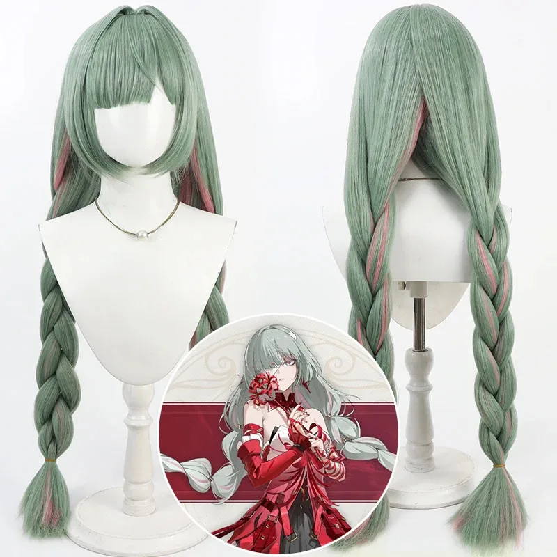 

Wuthering Waves Phrolova, парик для косплея, светло-зеленый двойной хвост, Fractsidus, вечеринка на Хэллоуин для женщин и девочек, игровой реквизит