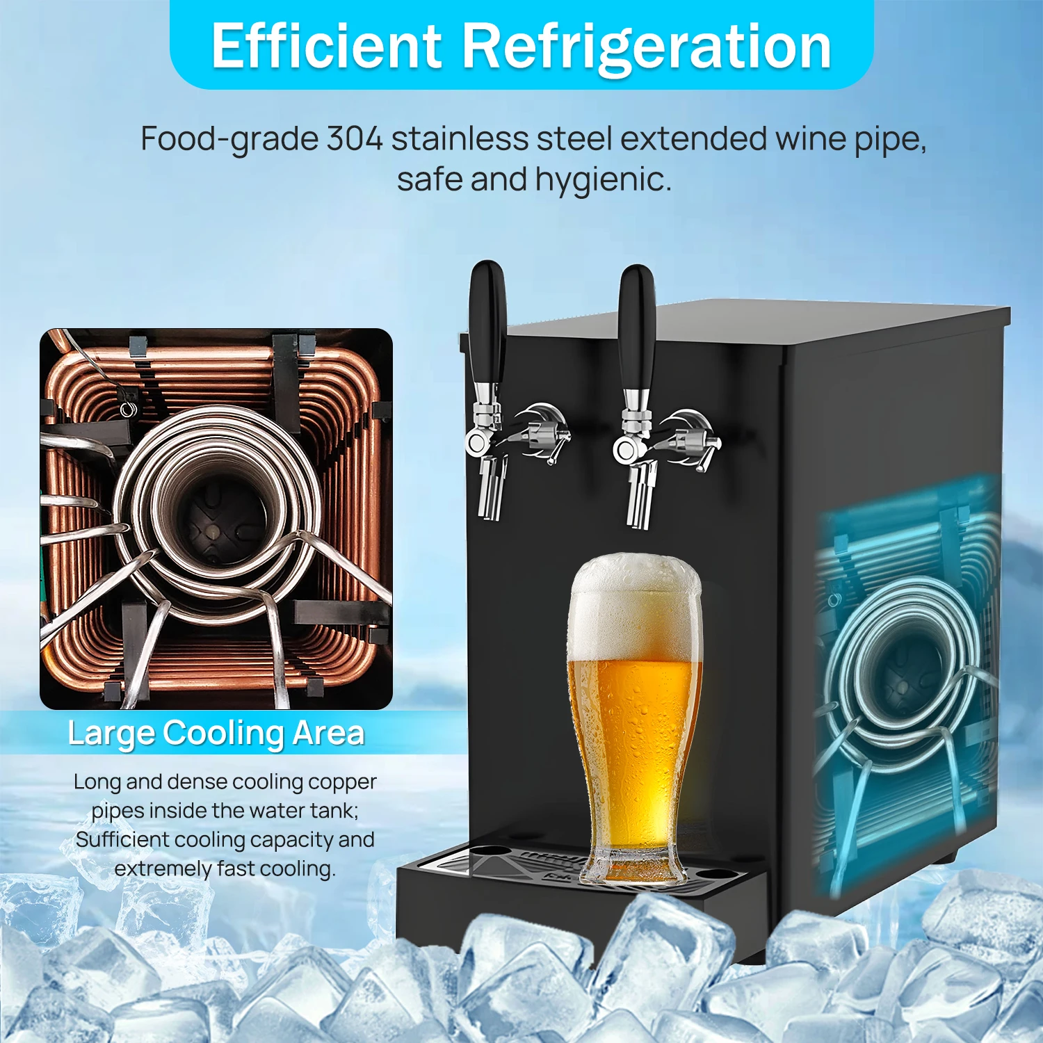 Beer Keg Tap Dispenser Electric Beer Cooling Equipment Pressurized Keg System Portable Beer Vending Machine
