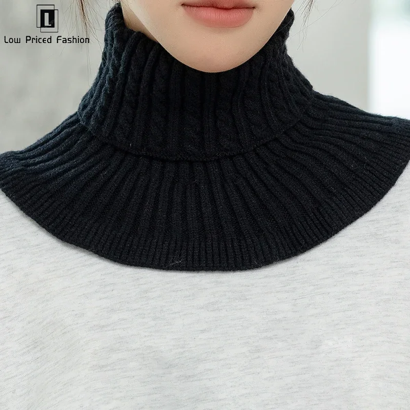 Women Winter Knitted Cotton Fake Collar Scarf Women Warm Turtleneck Neck Warmer Detachable Winter Windproof Scarf