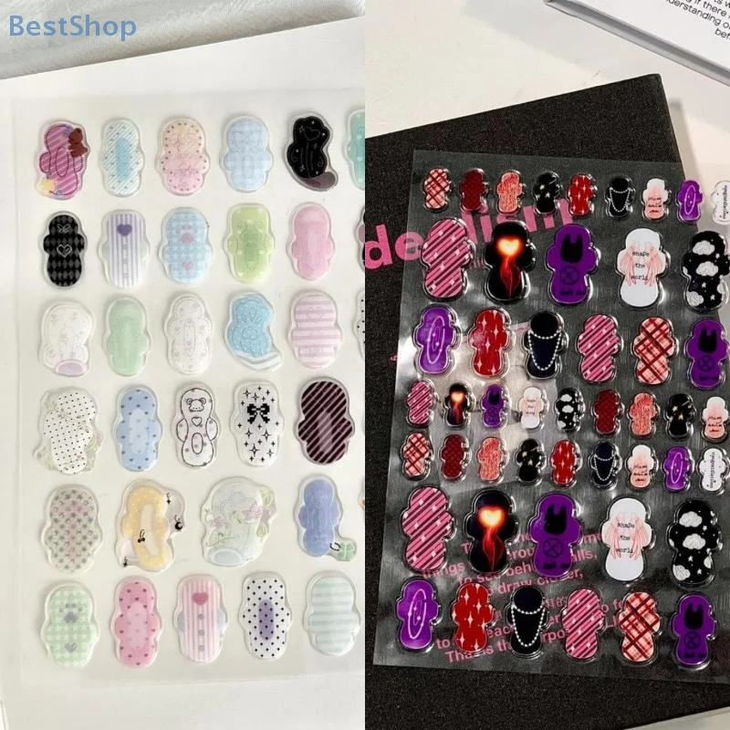 1/2 個漫画クリエイティブ生理用ナプキンゼリーステッカーリリーフエンボスステッカーかわいいスクラップブッキング DIY 装飾ステッカーギフト