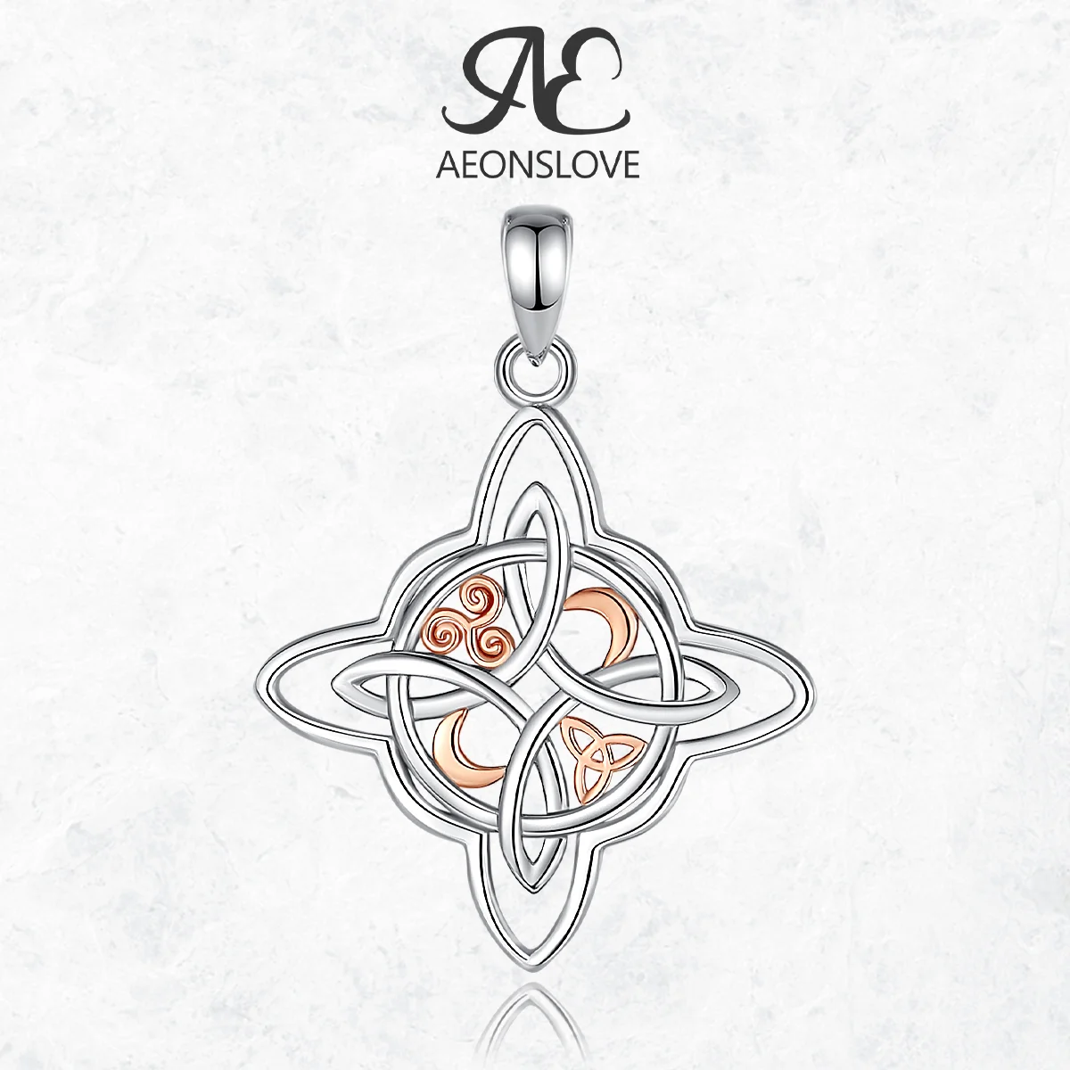 AEONSLOVE Original 925 Sterling Silver Witch Knot Necklace Celtic Triquetra Knot Pendant Wicca Pagan Jewelry Spiritual Gifts