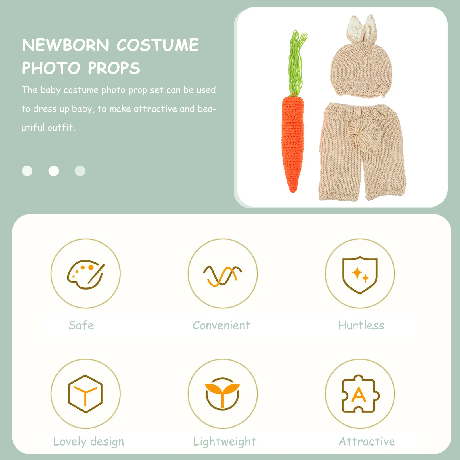 

1Set Toddler Knit Hat Set Lovely Newborn Outfit Photo Prop Comfortable Infant Costume for Baby Photography Sessions