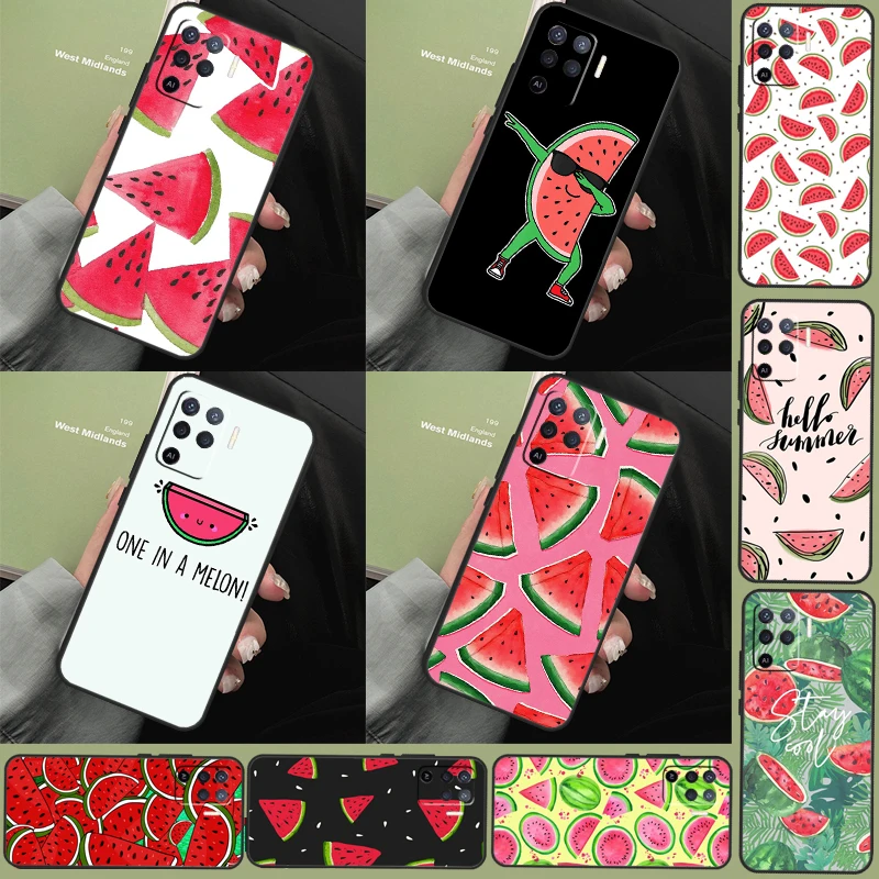 Cute Summer Fruit Watermelon Case For OPPO A78 A77 A17 A15 A52 A72 A91 A93 A5 A9 A54 A74 A94 A53s A54s A57s A16 A76 A96