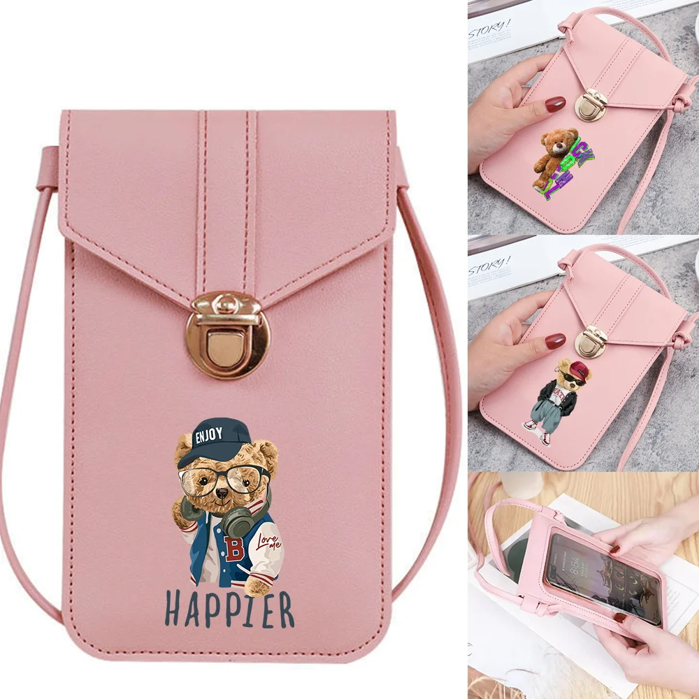 

Сумка для мобильного телефона, женская многофункциональная сумка через плечо с рисунком медведя, серия с принтом, модная индивидуальная сумка для ключей