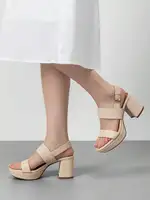 Womens Chunky Block Heel Platform Sandals Open Toe Buckle Dress Shoes For Party Wedding - Image 4