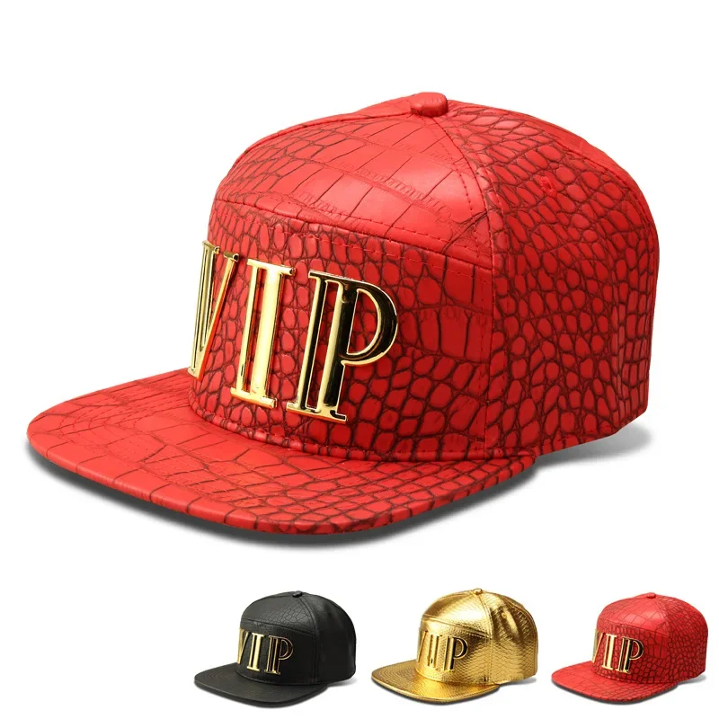 High-quality Fashion HipHop Men\\women Vip Baseball Caps PU Leather Casual Hats Black\\ Gold\\Red Bone Snapback BOX Package