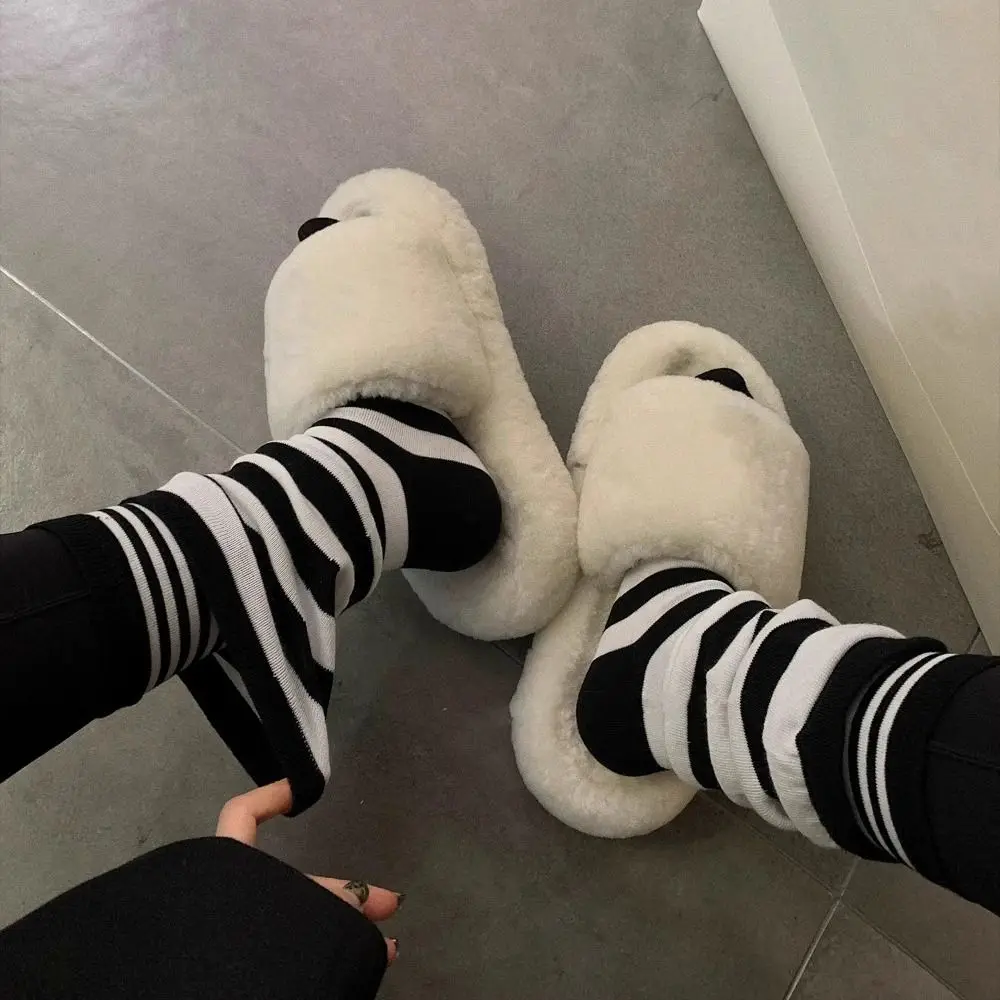 4 أزواج وهمية قطعتين كشكش شريط تخزين فضفاض المرقعة المرأة تدفئة الساق الدافئة مريحة منتصف جوارب أنبوبية طالب