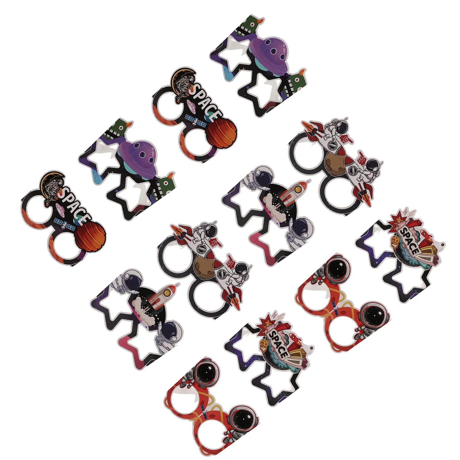

12Pcs Outer Space Theme Paper Glasses Lightweight Eyewear Birthday Party Photo Booth Props Party Decorations Costume Accessories