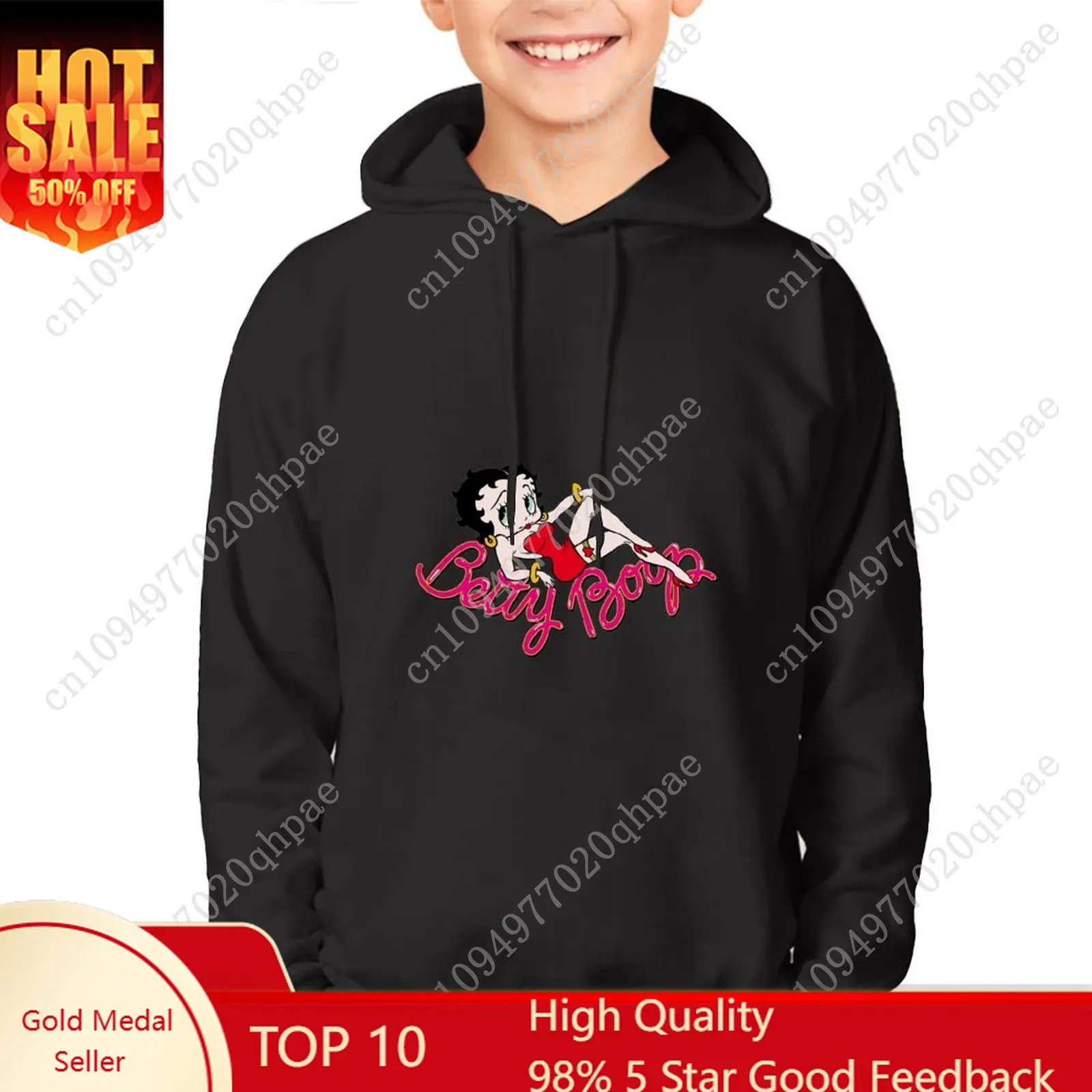 

Толстовка B-Boops B-Bettys для мальчиков и девочек, детская хлопковая толстовка высокого качества, легкая, удобная, изготовленная на заказ, весенне-осенние топы