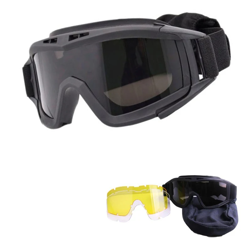 

Military Anti-Impact Tactical Glasses for Men Airsoft Paintball Hunting Sunglasses Outdoor Sport Protected Googles 3 Lens Kit