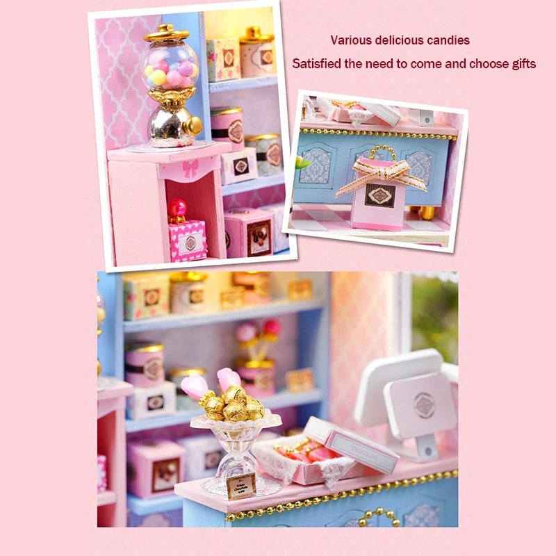 Mini Miniatur Puppenhaus DIY kleines Haus Kit Herstellung Zimmer Spielzeug Home Schlafzimmer Dekorationen mit Möbeln Holz Handwerk Puppenhäuser – Detail 19