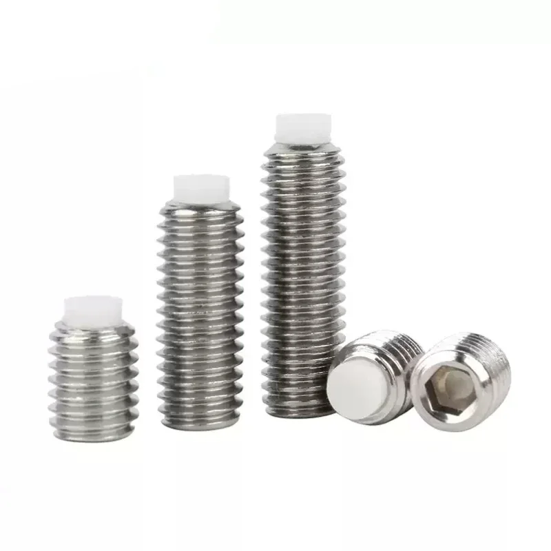 M2 M2.5 M3 M4 M5 M6 M8 M10 M12 M16 304 Stainless Steel Hexagon Socket Plastic Nylon Dog Convex End Point Tip Grub Bolt Set Screw