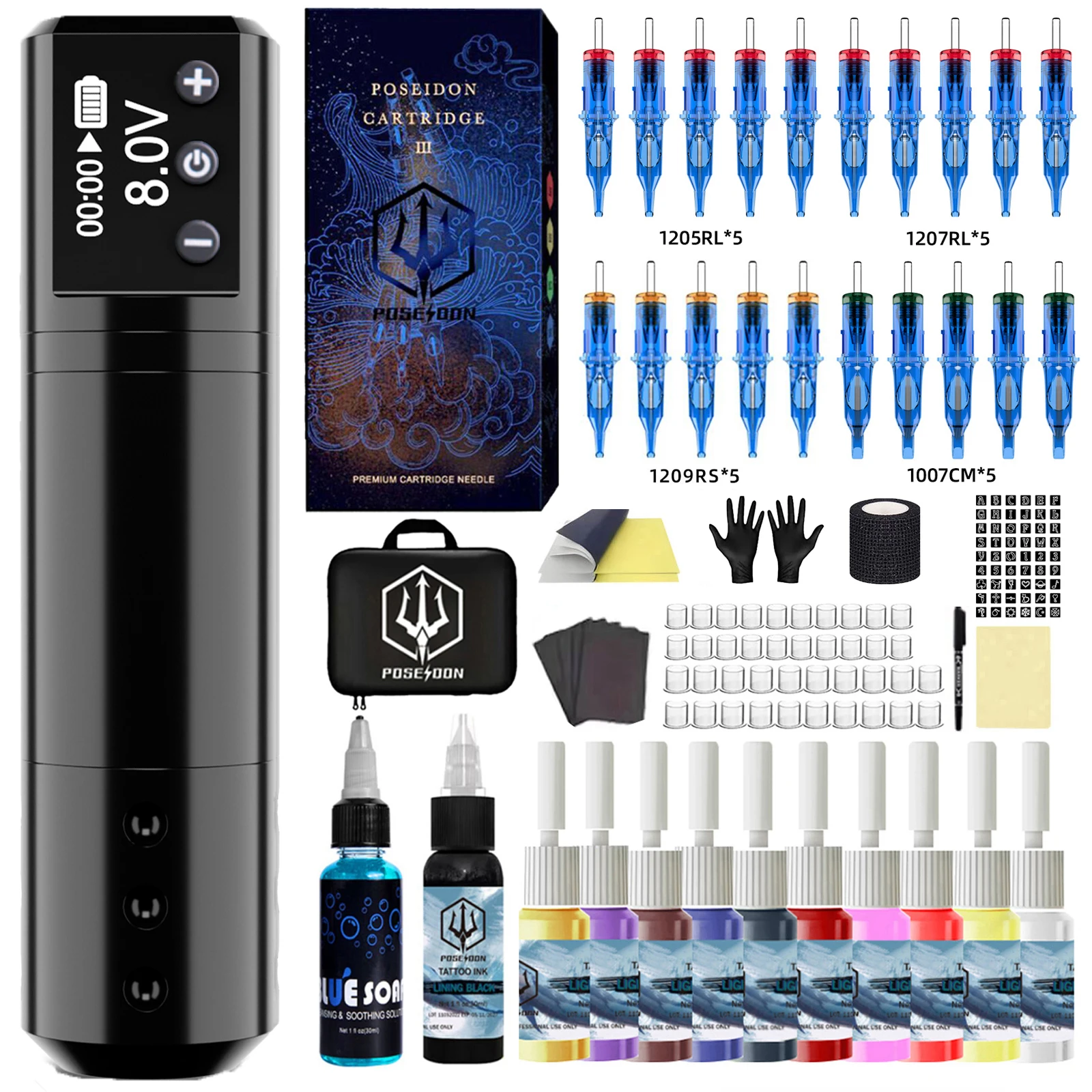 Tattoo Stift Kit POSEIDON Tattoo Maschine Kit Professionelle Tattoo Gun Kit Permanent Make-Up