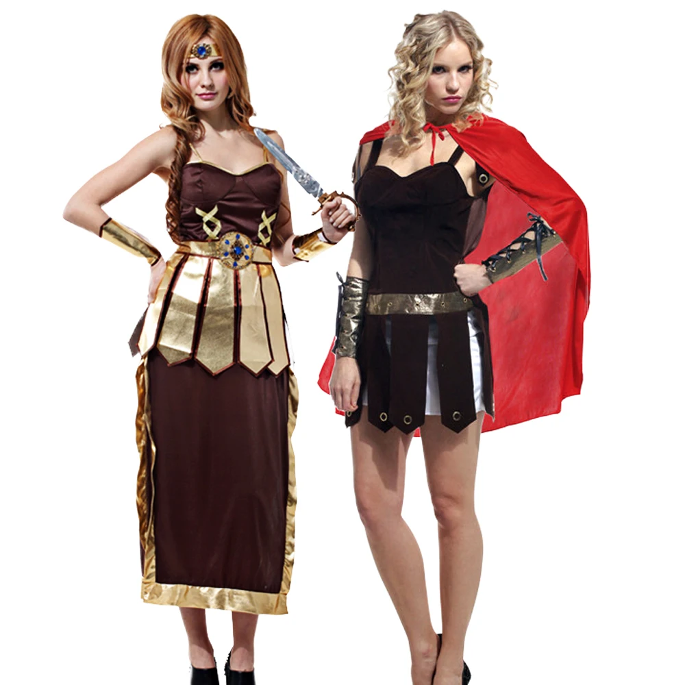 Disfraz de princesa romana para Halloween, disfraz de guerrera para mujer adulta, vestido magnífico para actuación en escenario, sin armas