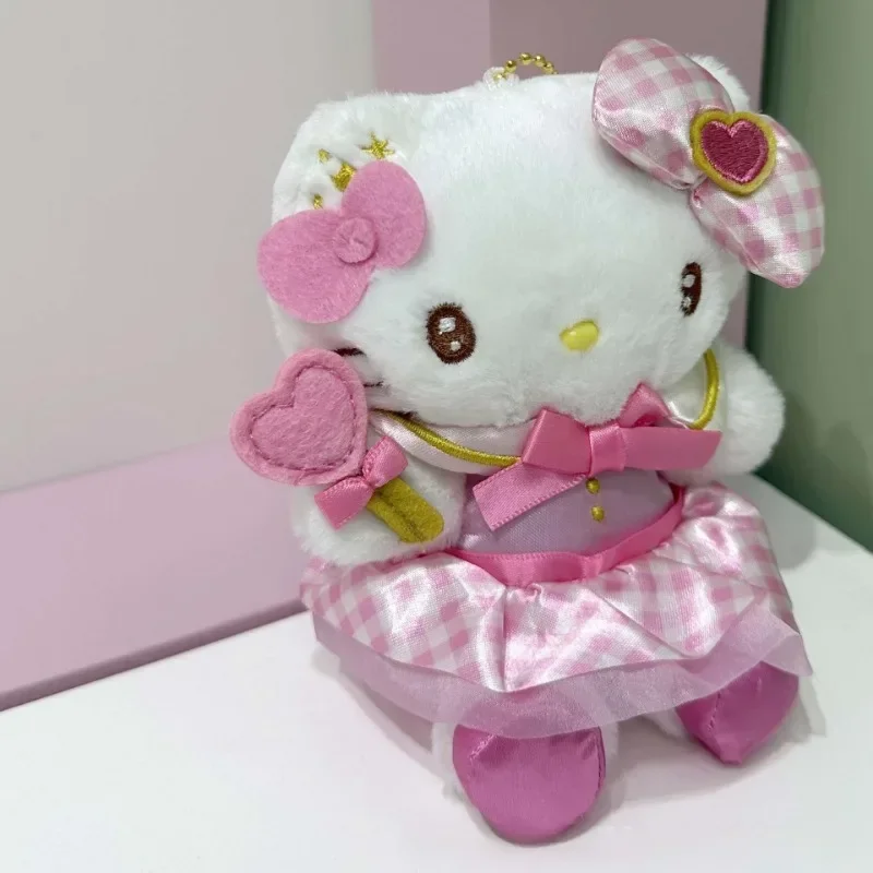 Sanrios novo bonito hellokittys suporte amor varinha mágica boneca de pelúcia menina saco charme anime kawaii fada varinha chaveiro presente aniversário