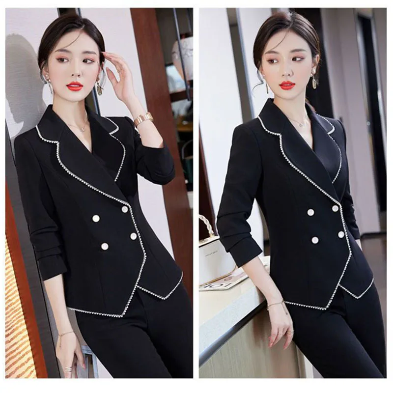 

Высококачественный профессиональный костюм из 2 предметов, темпераментный женский комплект из 2 предметов, пальто, корейский повседневный модный пригородный тонкий брюки, костюм из двух предметов