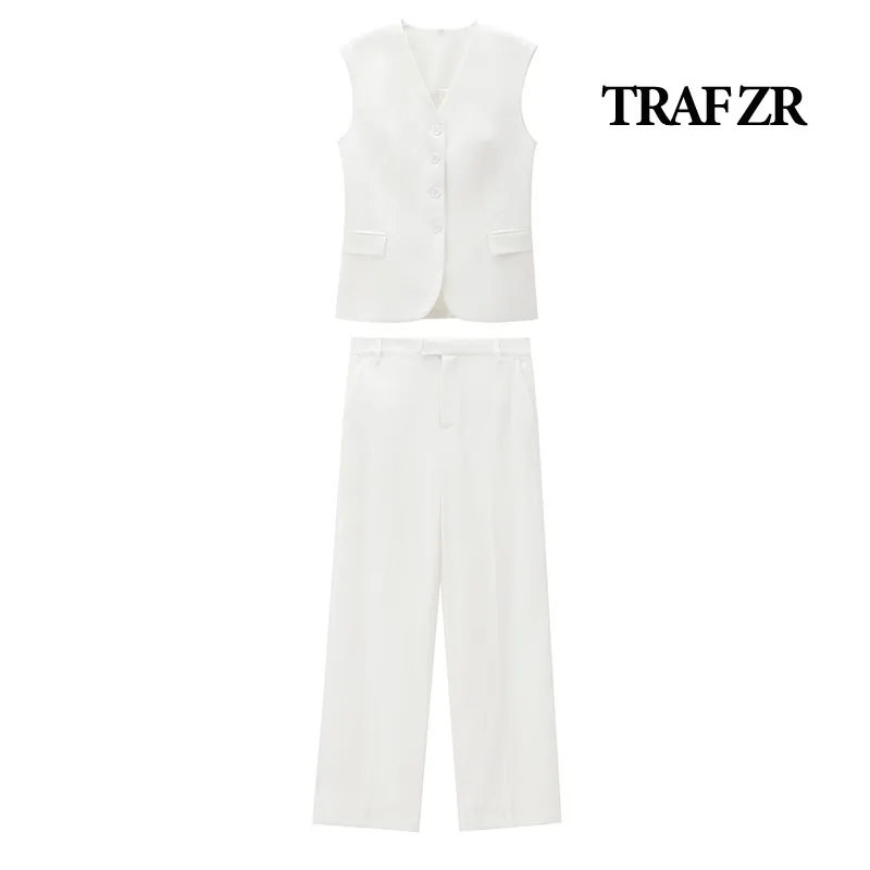 TRAF ZR 2-piece Sets for Women Vacation Outfits Woman 2024 Elegant Casual Women's Pants Set Office Lady Minimalist Sets