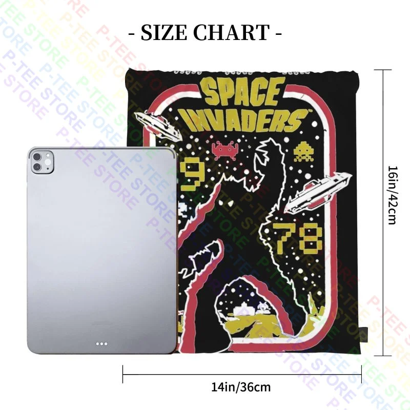 Space Invaders Alien Arcade Game Opening Screen Hi-Score Taito Drawstring Bags Gym Bag Backpack Eco Friendly