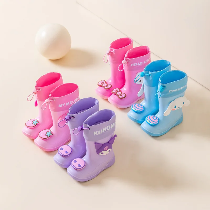 

Sanrio Children Anti Slip and Waterproof Rain Boots Hellokitty Kawaii Girl Baby Kindergarten Child Anime Water Shoes New Style