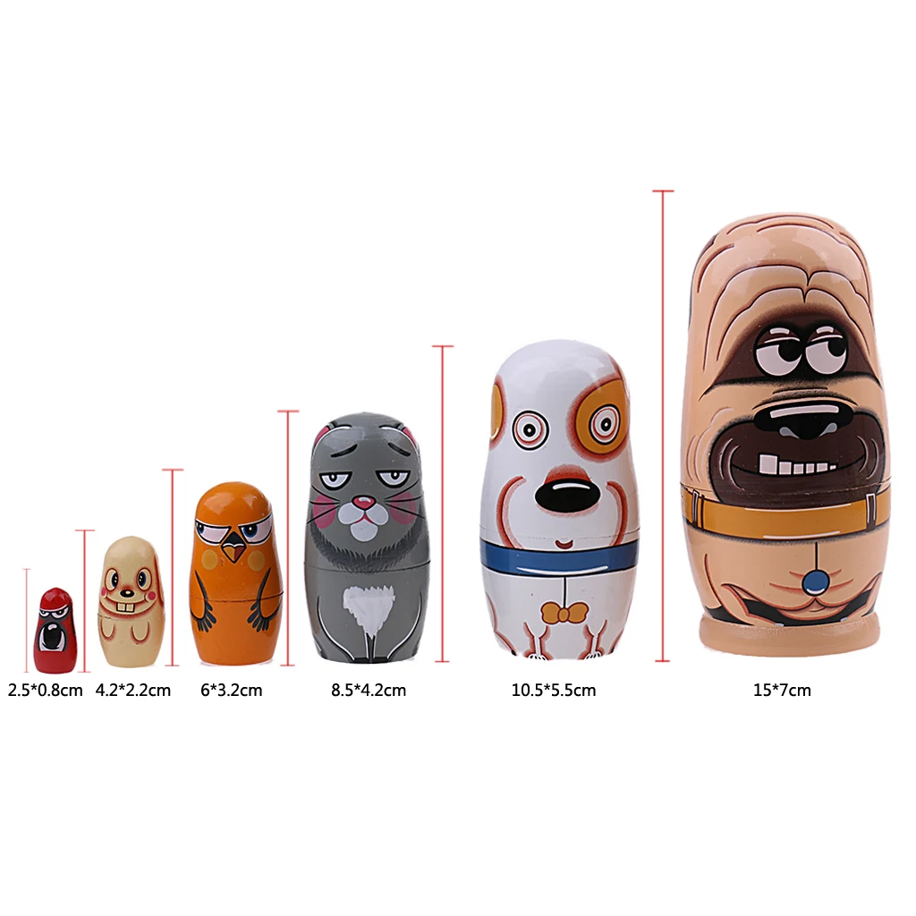 Multicolored Wooden Babushka Nesting Doll Set Hand Painted Russian Stackable Matryoshka Dolls for Children and Collectors