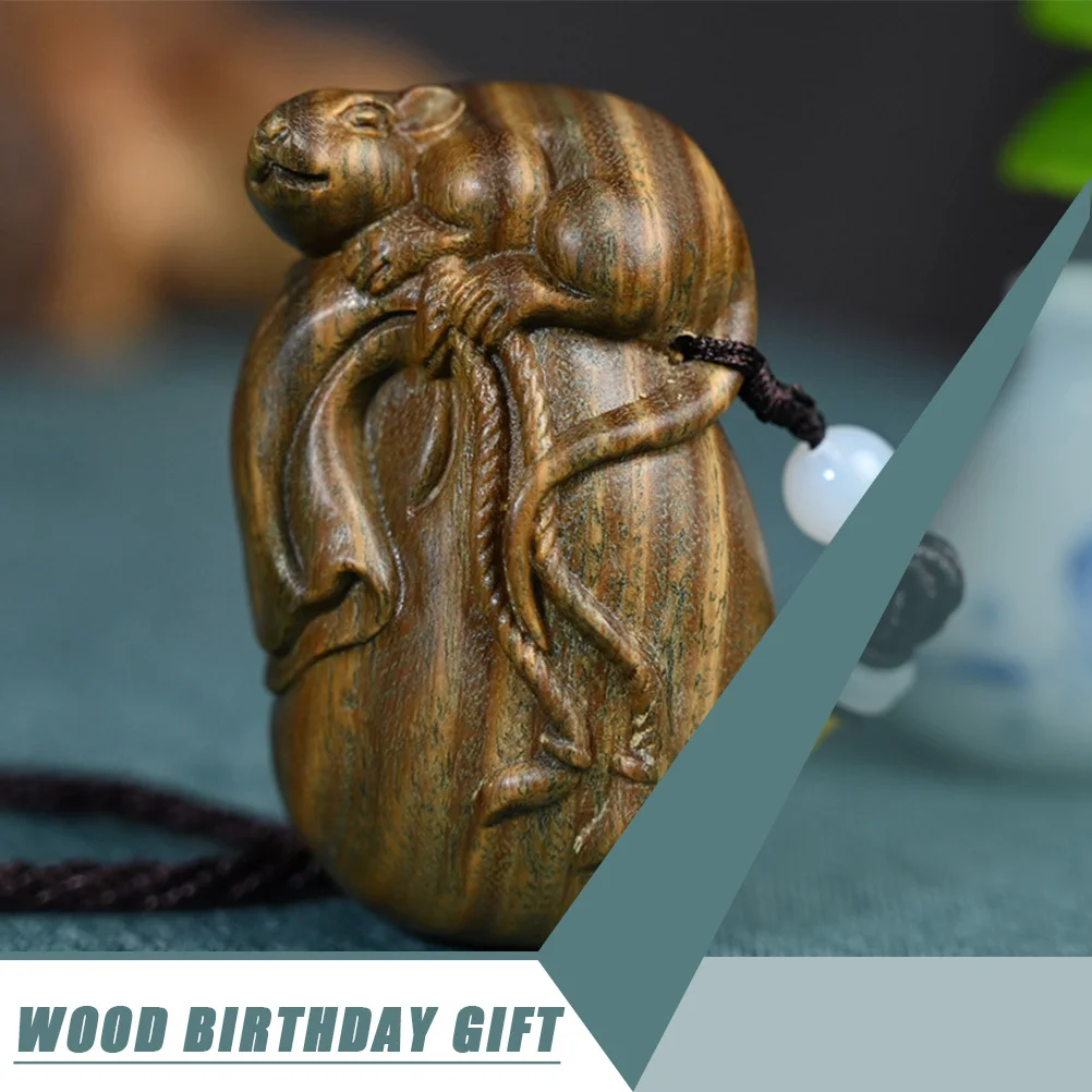 

Green Sandalwood Mouse Pendant Keychain DIY Phone Decor Accessory Lightweight Compact Cute Animal Ages