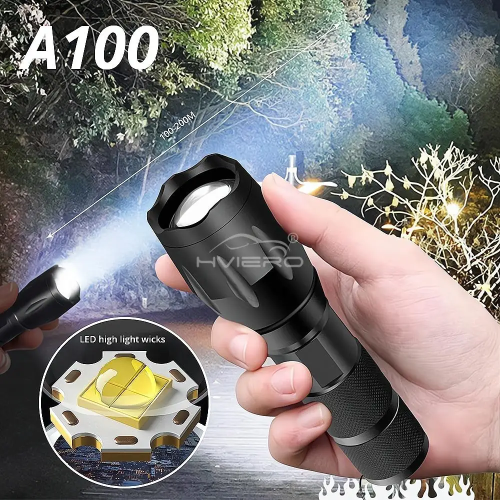 

1X 5V Work Flashlight USB Mini Bright Light Outdoor Camping Waterproof Focu A100 Remote Charging Home Portable Hiking Night Lamp