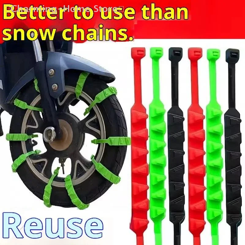 【M】10/20 Stück rutschfeste Schneeketten für Motorräder, Fahrräder, Winterreifen, Räder, rutschfeste Kabelbinder, Motorrad-Notfallreifenkette