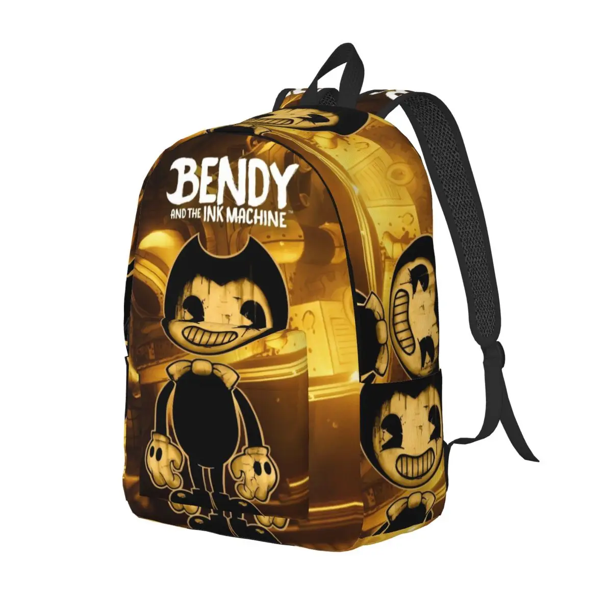 Bendy And The Dark Revival for Teens Student School Bookbag Ink Machines Canvas Daypack Elementary High College Travel