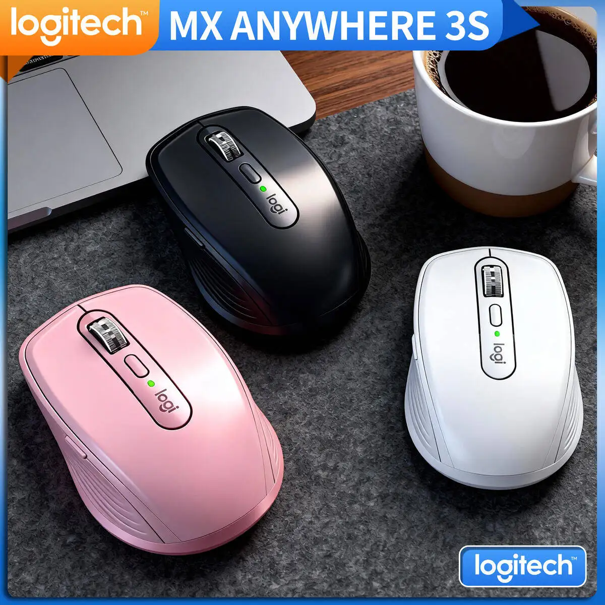 

Logitech MX Anywhere 3S Bluetooth Mouse Ultra Fast Scrolling High Accuracy Silent Clicks for Laptop Desktop Work