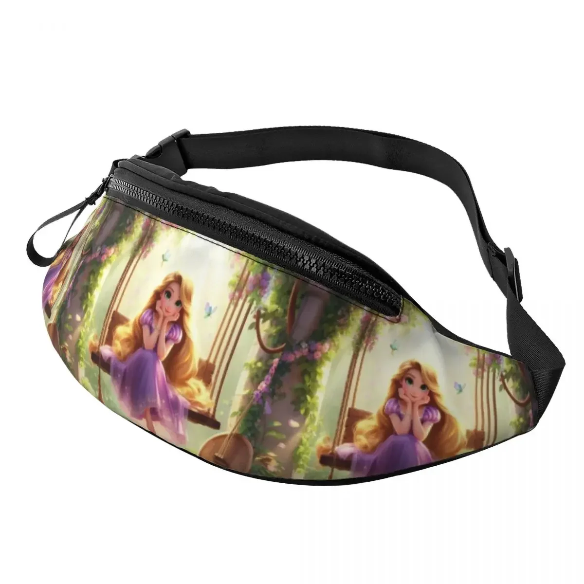 Custom Princess Wallpaper Cute Cartoon Fanny Pack Women Men Cool Crossbody Waist Bag for Hiking Phone Money Pouch