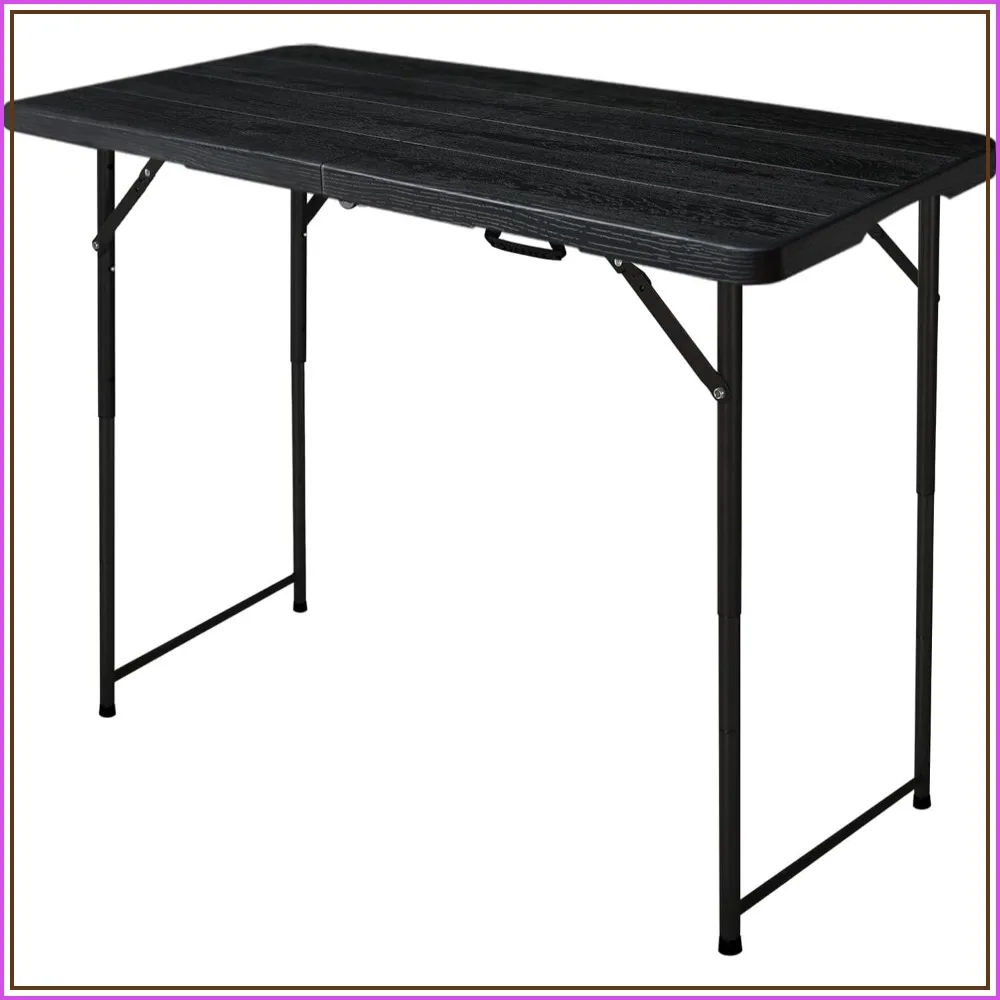 

4ft Folding Table, Portable Adjustable Height Utility Table for Indoor/Outdoor, Durable HDPE & Steel, Stable Lightweight, Multi-Purpose