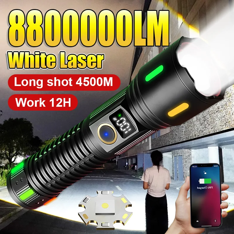 

8800000LM High Power LED Flashlight USB Rechargeable Tactical Flashlight Zoom Waterproof LED Torch for Outdoor Hiking Emergency