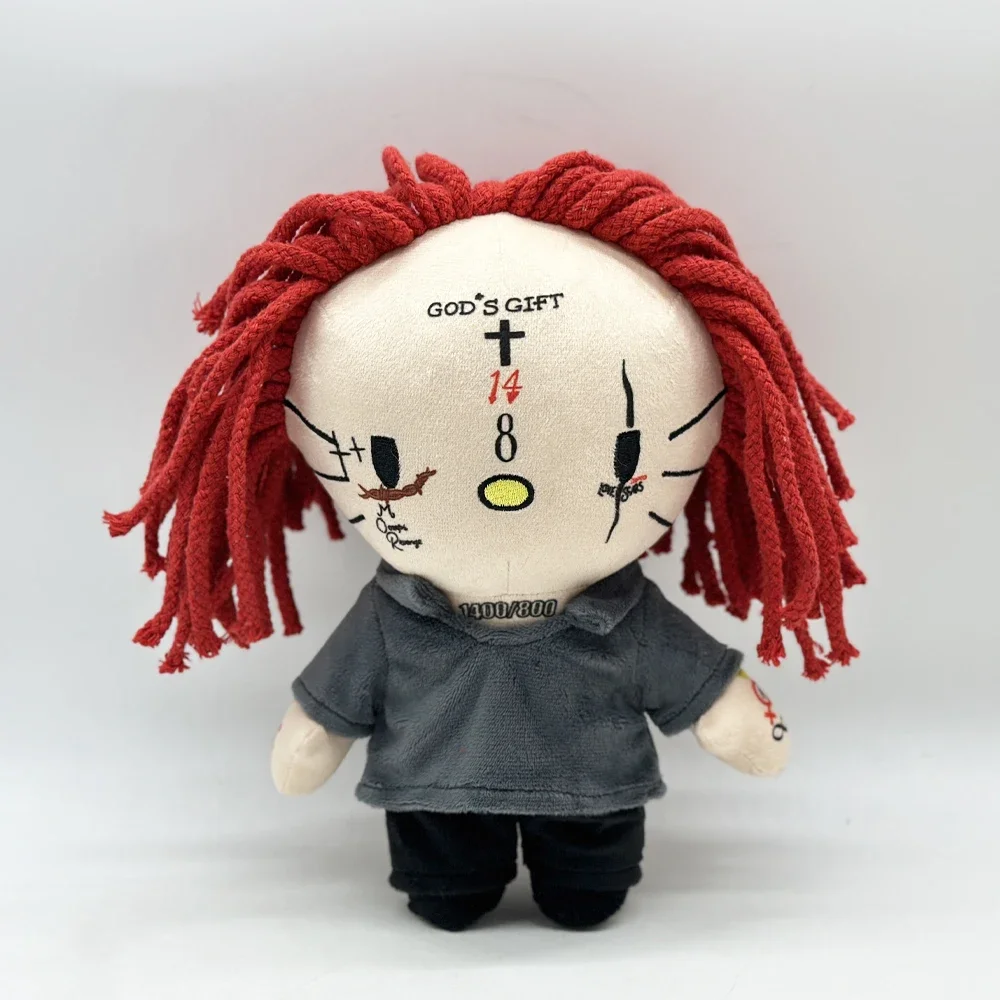 

Hello Kitty Rapper Trippie With Grey Clothes Red Plush Doll Figure Stuffed Toys Cute Boys Girls Fans Collect Gifts 24cm