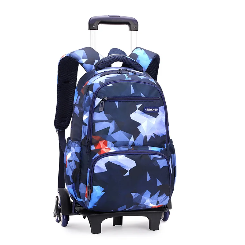 

Kids School Bag With Wheels Rolling Backpack for Boy Wheeled School Bag 6 Wheels Trolley Bookbag Carry on Luggage with Lunch Bag