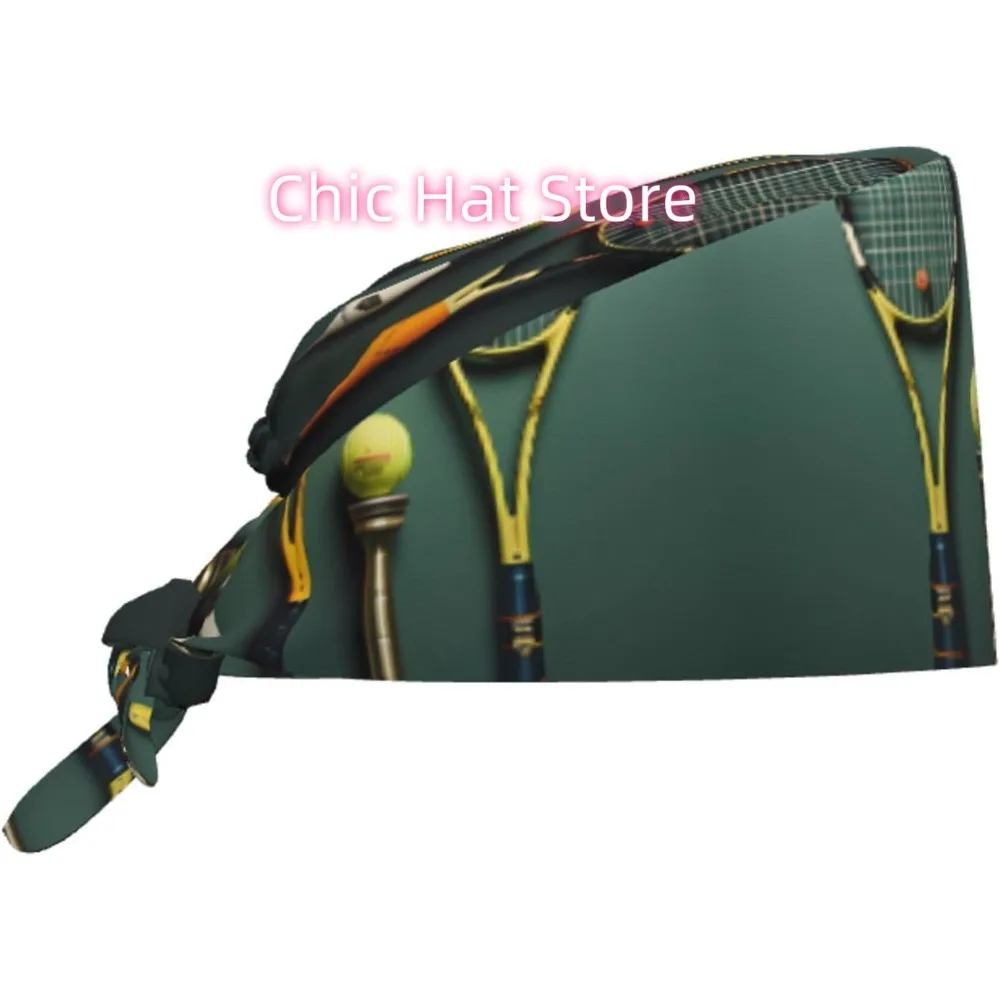 bone-de-trabalho-de-limpeza-bolas-de-tenis-e-raquetes-chapeu-de-chef-estampado-para-mulheres-e-homens-ajustavel-respiravel-preto