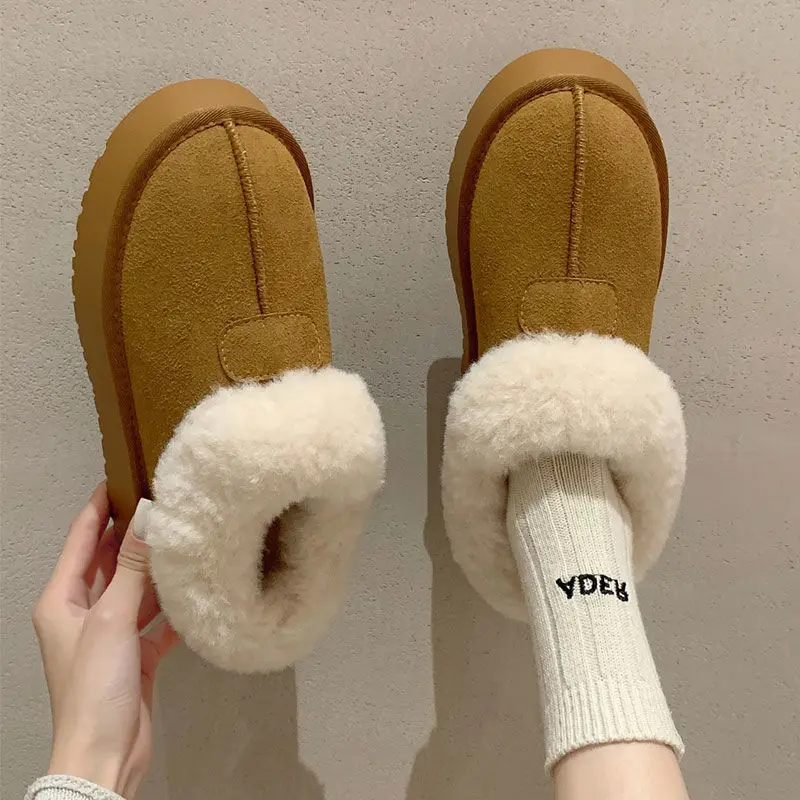 

Thick Soled Snow Boots for Women, New Style with Added Plush and Thick Cotton Shoes, Fur Integrated Bread and Fur Shoes