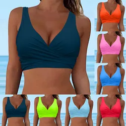 Kobiety Koronkowe stroje kąpielowe Bikini Topy Brazylijskie Seksowne Krzyżowe Ruched Push Up Bandaż Crop Top Wiązanie Plecy Plaża Strój kąpielowy Biustonosz Lato