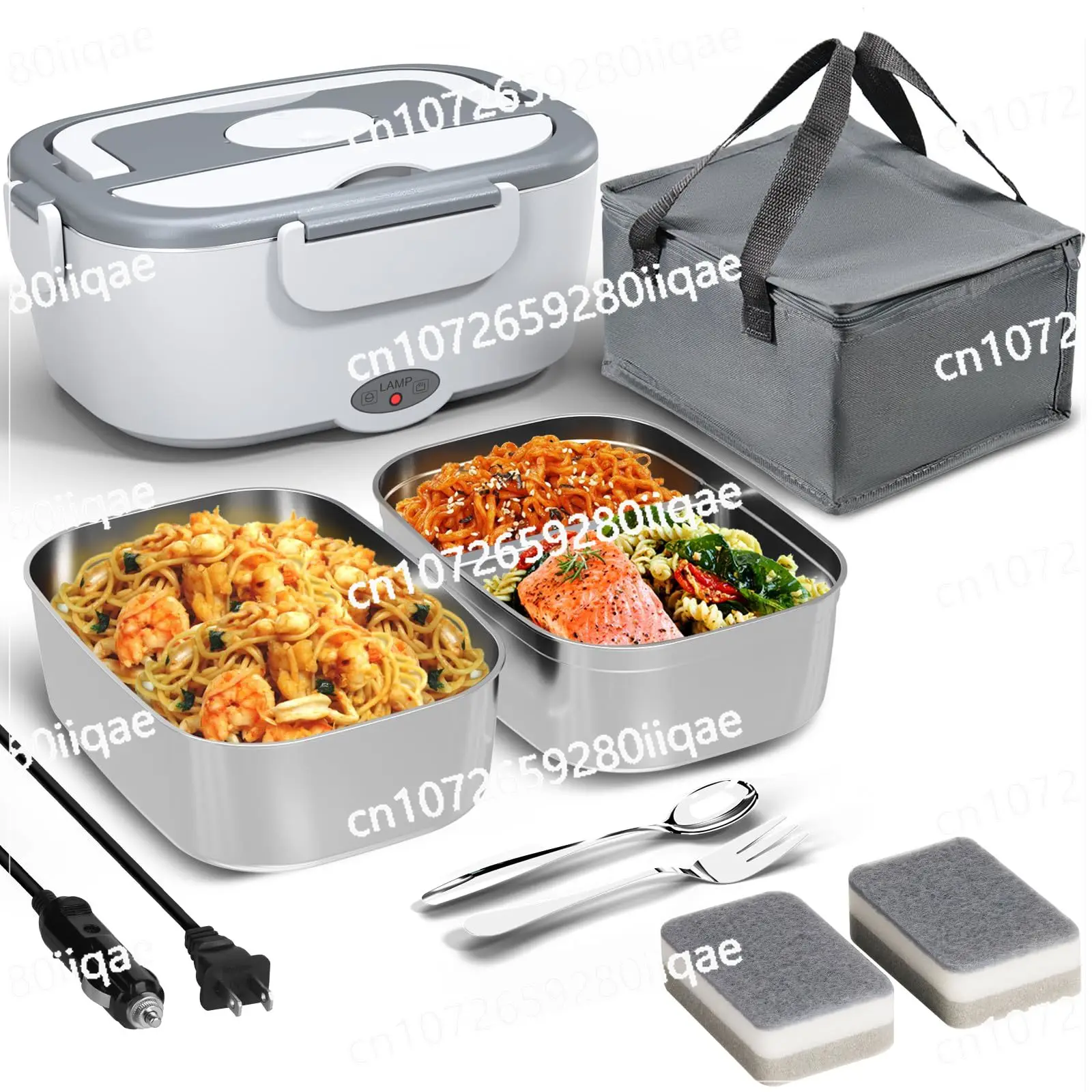 220V 110V12V 304 stainless steel container 1.5L electric lunch box food heater, suitable for indoor and outdoor cars