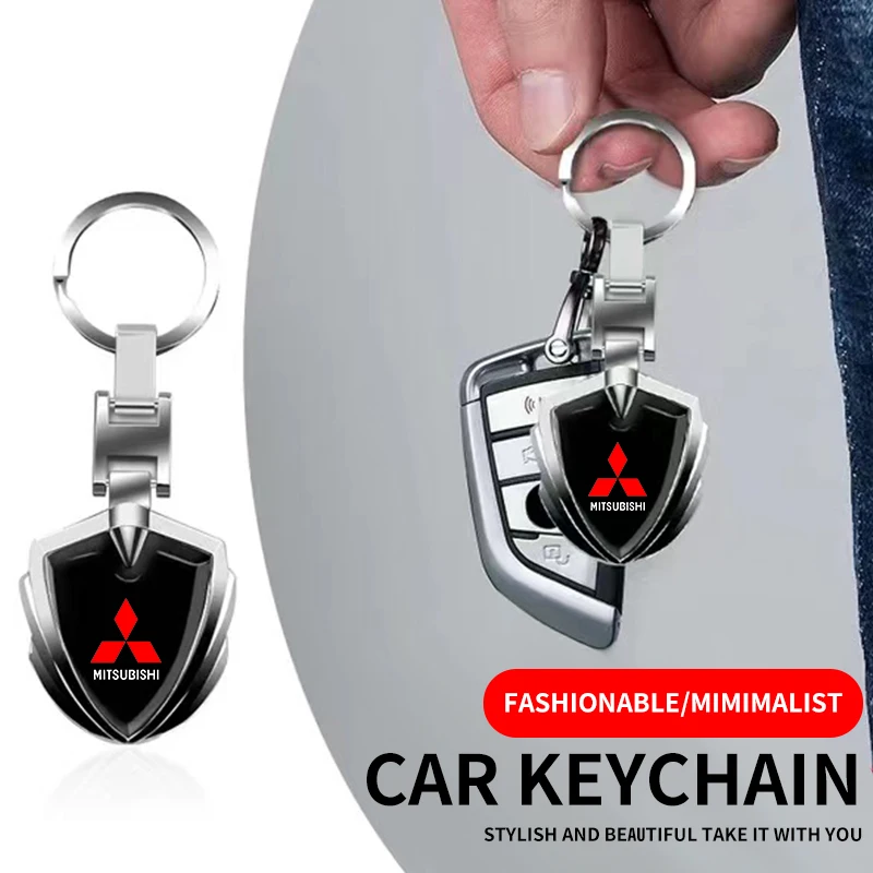 3D Metal Key Rings Car Logo Emblems Keychain Car Accessories For Mitsubishi Outlander I200 Pajero Eclipse Lancer Space Delica Ex